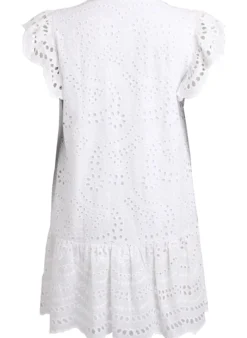 Kleid aus Broderie Anglaise mit Rüschenärmeln