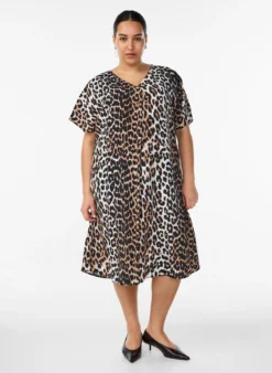 Kleid aus Viskose mit V-Ausschnitt