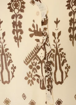 Kleid mit Ornament-Print und Rüschenkragen