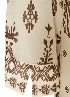 Kleid mit Ornament-Print und Rüschenkragen