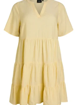 Knielanges A-Linien-Kleid aus Leinen und Viskose