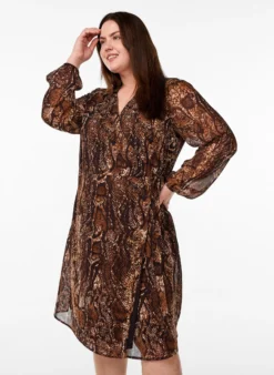 Knielanges Wickelkleid mit Tiermuster