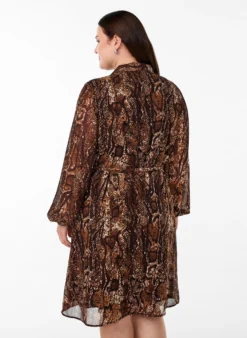 Knielanges Wickelkleid mit Tiermuster