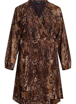 Knielanges Wickelkleid mit Tiermuster