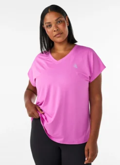 Kurzarm Trainingsshirt mit V-Ausschnitt