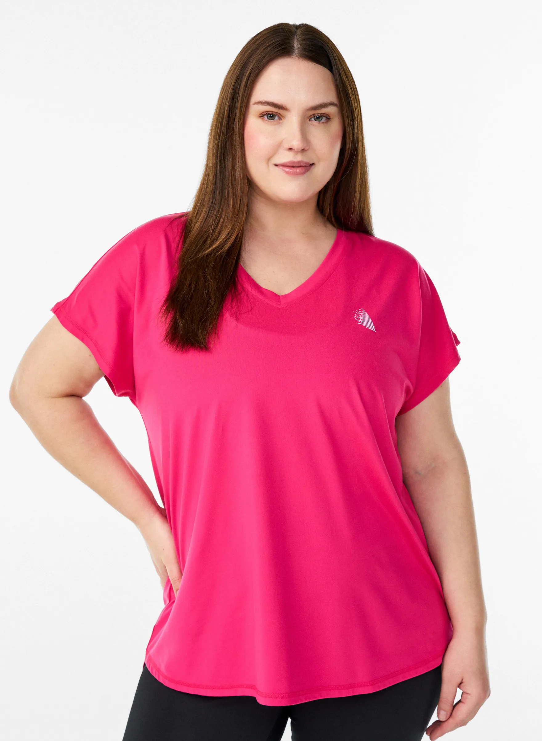 Kurzarm Trainingsshirt mit V-Ausschnitt