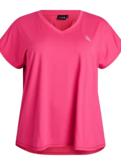 Kurzarm Trainingsshirt mit V-Ausschnitt