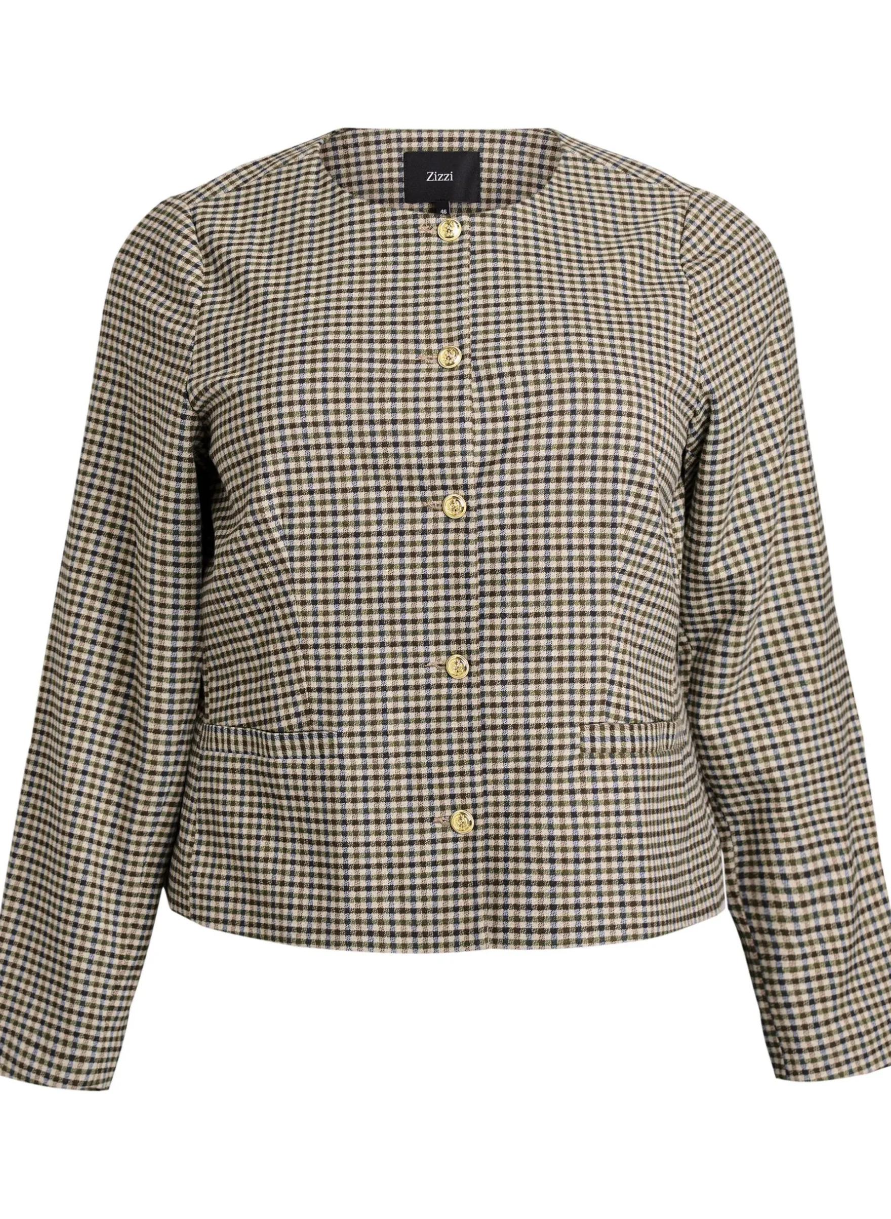 Kurze Jacke mit goldfarbenen Knöpfen