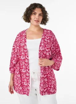 Kurzer Kimono aus Viskose mit 3/4-Ärmeln