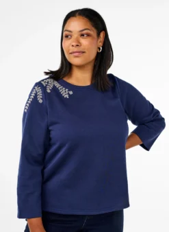Kurzer Sweatshirt mit Perlendetails