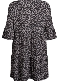Kurzes A-Linien-Kleid mit Leopardenmuster