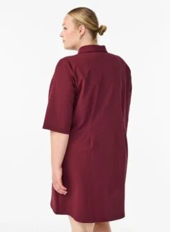 Kurzes Hemdblusenkleid aus Baumwolle mit 3/4-Ärmeln