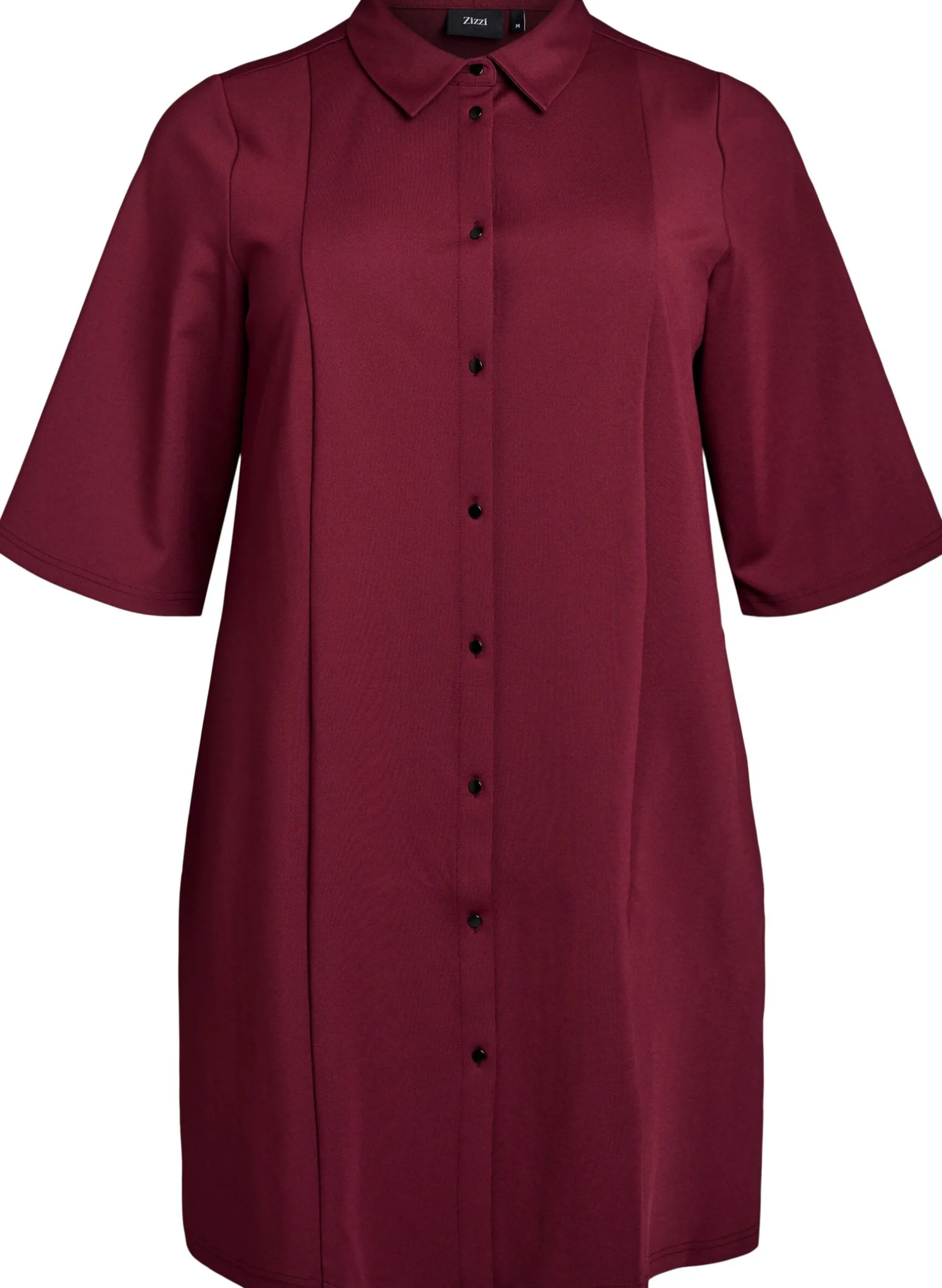 Kurzes Hemdblusenkleid aus Baumwolle mit 3/4-Ärmeln