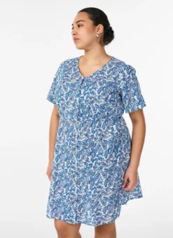 Kurzes Kleid aus Baumwolle mit Blumenprint