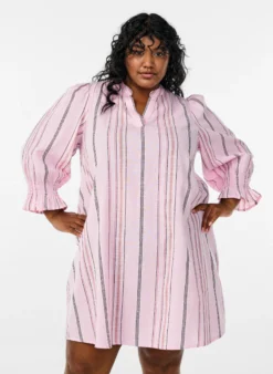 Kurzes Kleid aus Baumwolle mit Streifenmuster