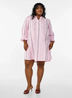 Kurzes Kleid aus Baumwolle mit Streifenmuster