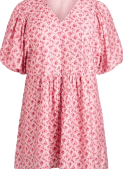 Kurzes Kleid aus Viskose mit Empire-Schnitt und Ballonärmeln