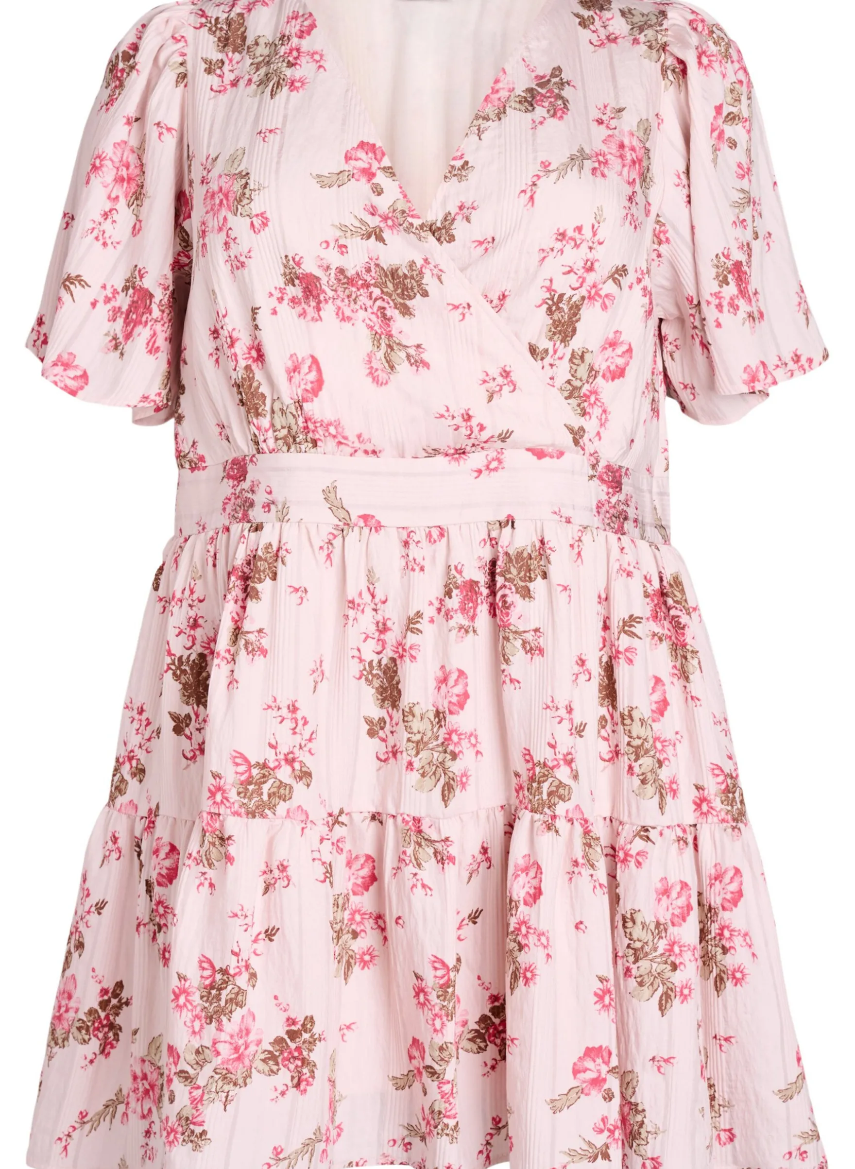 Kurzes Kleid mit Blumenprint und V-Ausschnitt