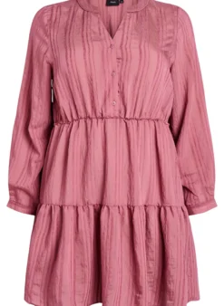 Kurzes Kleid mit gewebtem Ripp und Gummizug in der Taille