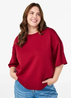 Kurzes Loose-Fit T-Shirt aus Modal-Mix