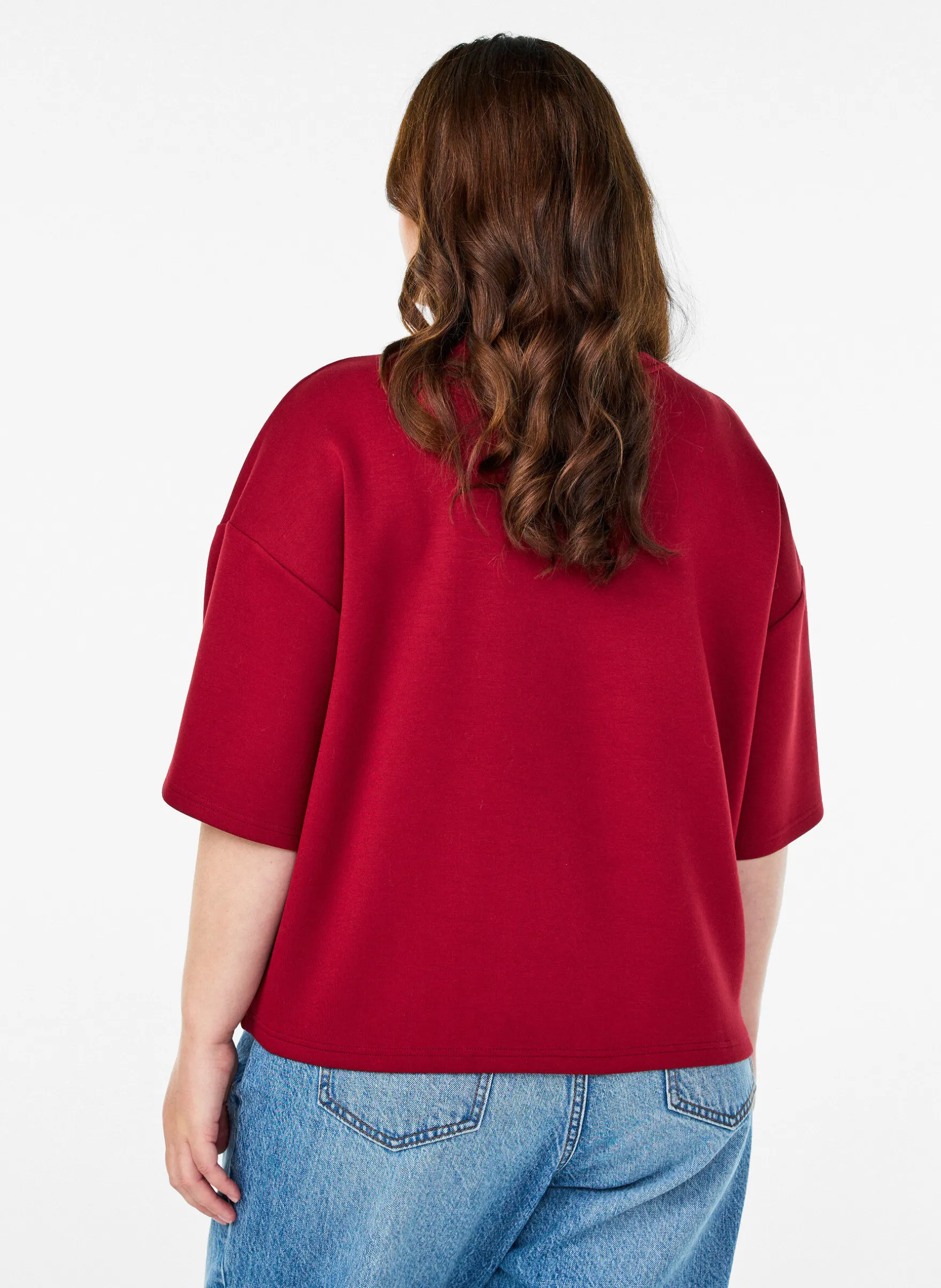Kurzes Loose-Fit T-Shirt aus Modal-Mix