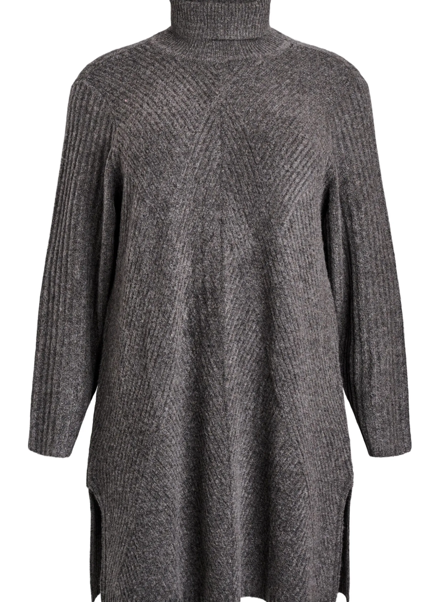 Kurzes Strickkleid mit Rollkragen und Rippstruktur