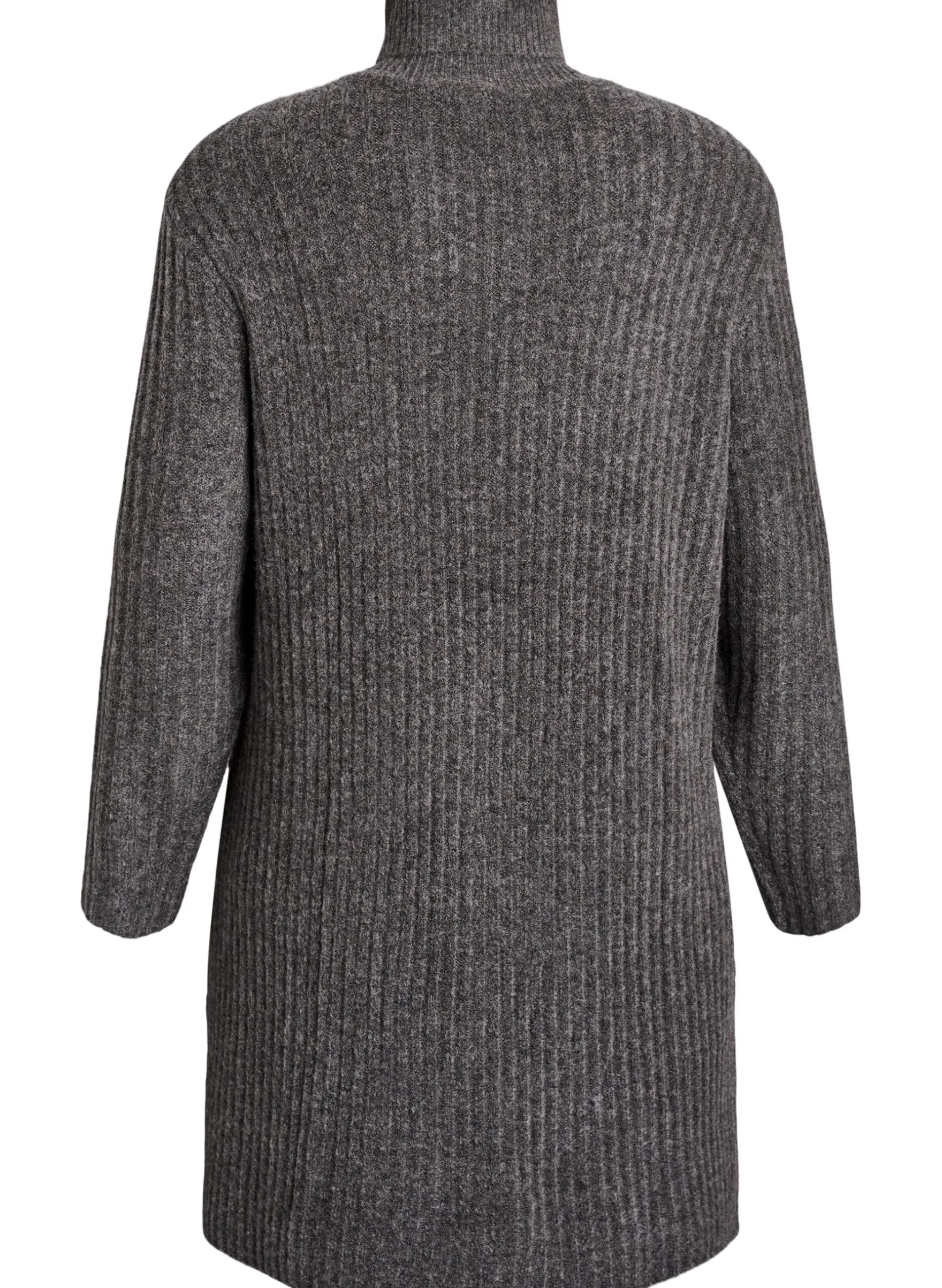 Kurzes Strickkleid mit Rollkragen und Rippstruktur