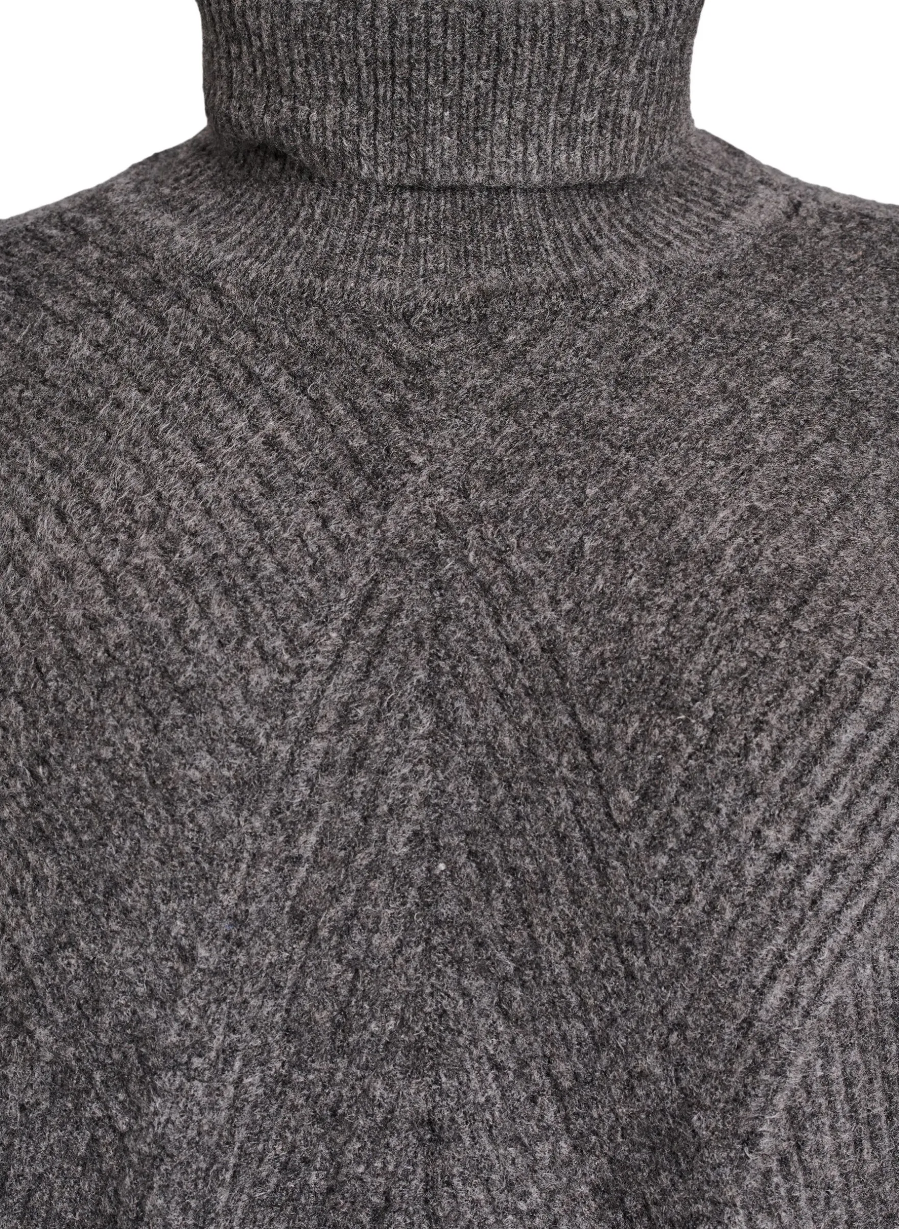 Kurzes Strickkleid mit Rollkragen und Rippstruktur