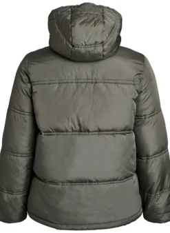 Kurze Steppjacke mit Kapuze und Zwei-Wege-Reißverschluss