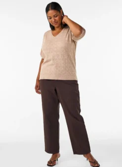 Kurzärmelige Bluse aus Strick mit Pointelle-Muster