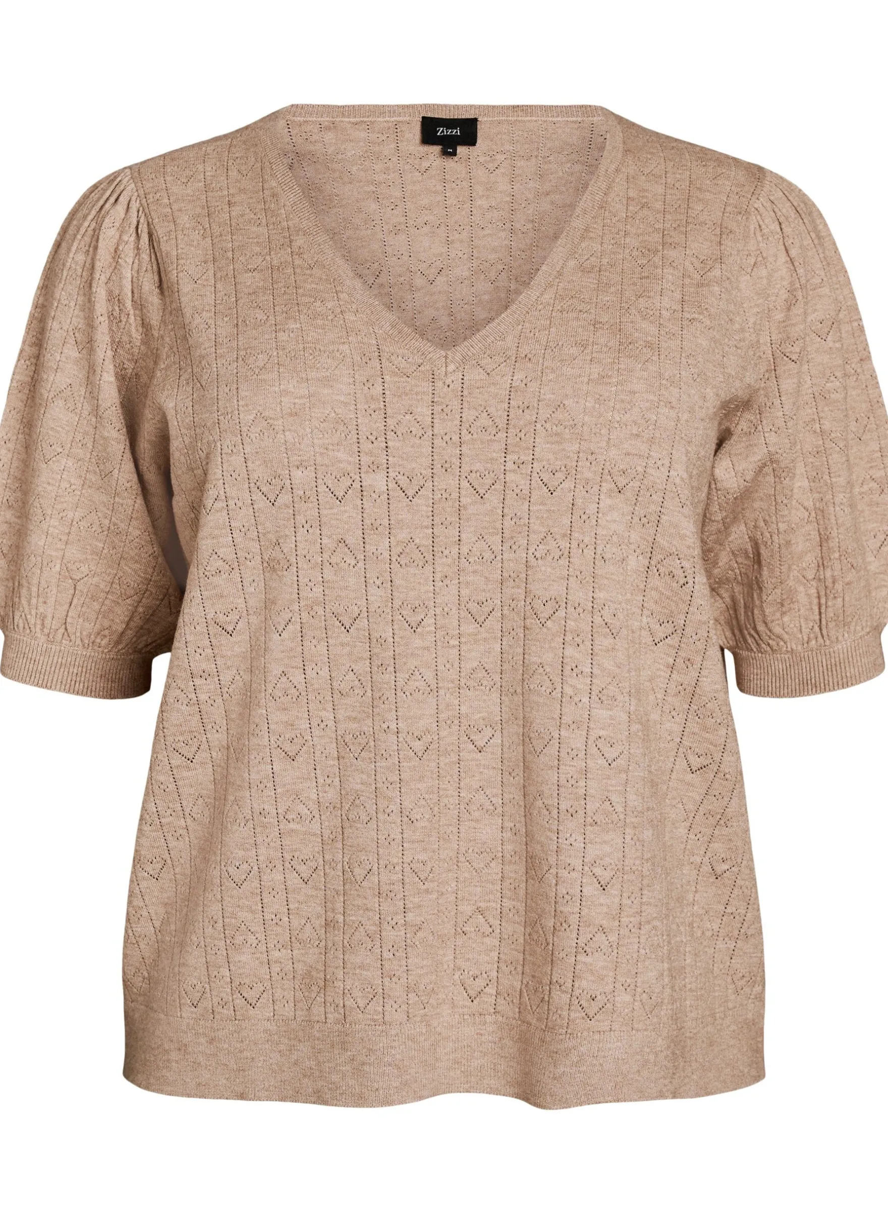 Kurzärmelige Bluse aus Strick mit Pointelle-Muster