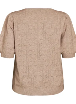 Kurzärmelige Bluse aus Strick mit Pointelle-Muster