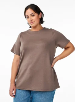 Kurzärmelige Bluse mit Knopfdetail