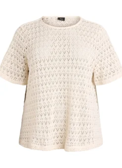 Kurzärmelige Bluse mit Lochstickerei