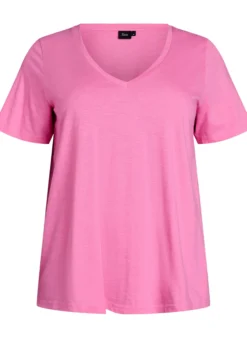 Kurzärmeliges Basic T-Shirt mit V-Ausschnitt