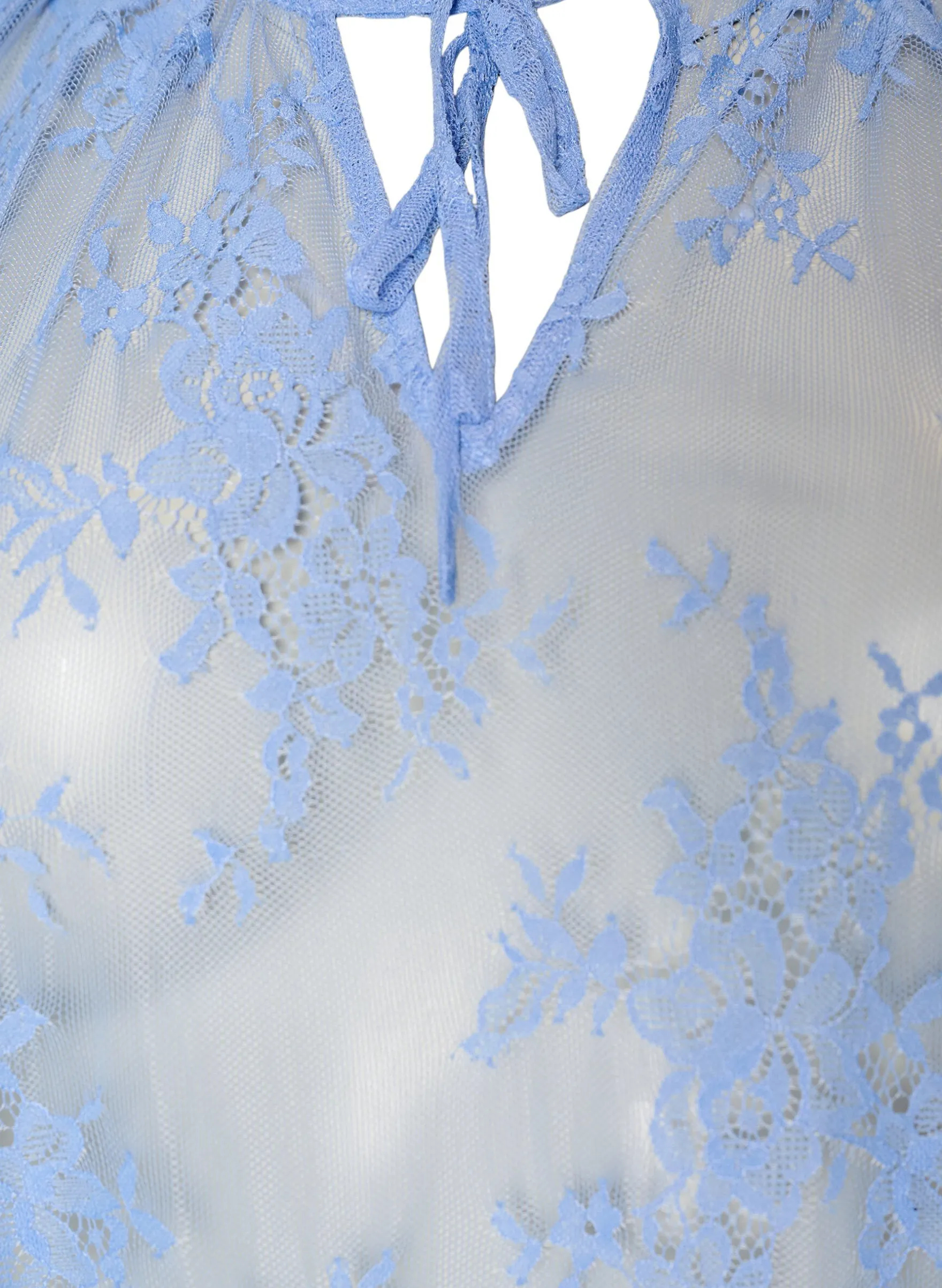 Kurzärmelige Spitzenbluse mit Bindeband