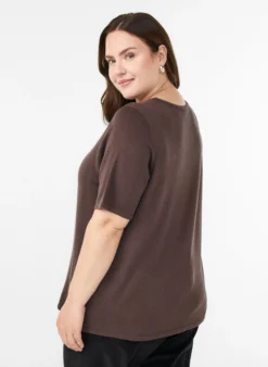 Kurzärmelige Strickbluse aus Viskose
