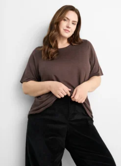 Kurzärmelige Strickbluse aus Viskose