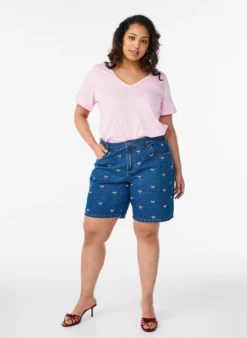 Kurzärmeliges T-Shirt mit V-Ausschnitt