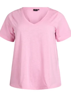 Kurzärmliges Basic-T-Shirt mit V-Ausschnitt
