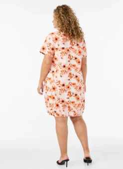 Kurzärmliges Baumwollkleid mit Aufdruck