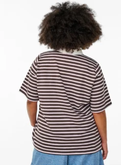 Kurzärmliges Poloshirt mit Streifen und Reißverschluss
