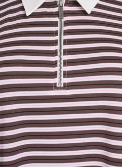 Kurzärmliges Poloshirt mit Streifen und Reißverschluss