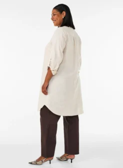 Lange Bluse aus Leinen und Viskose