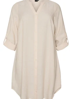 Lange Bluse aus Leinen und Viskose
