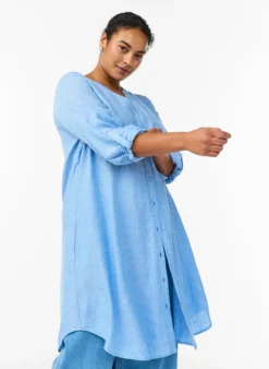 Lange Bluse aus Leinen und Viskose