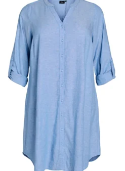 Lange Bluse aus Leinen und Viskose