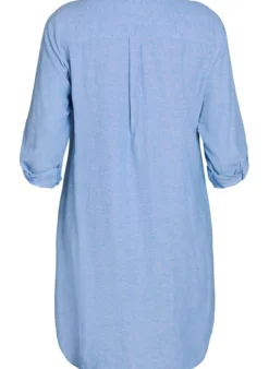 Lange Bluse aus Leinen und Viskose
