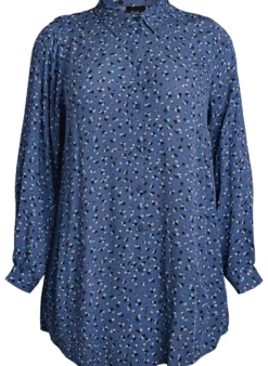 Lange Bluse mit geblümtem Print