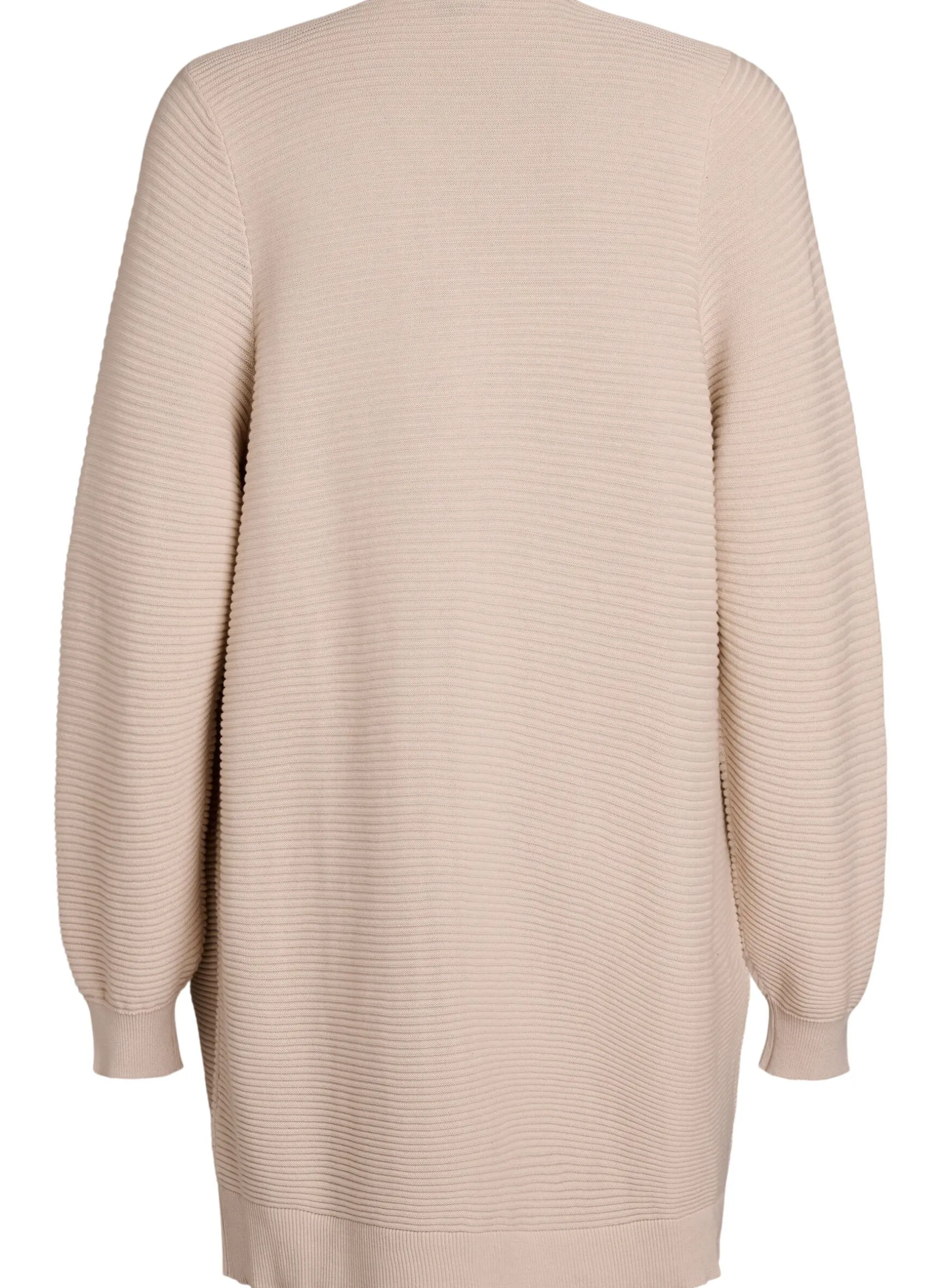 Lange, gerippte Baumwoll-Strickjacke